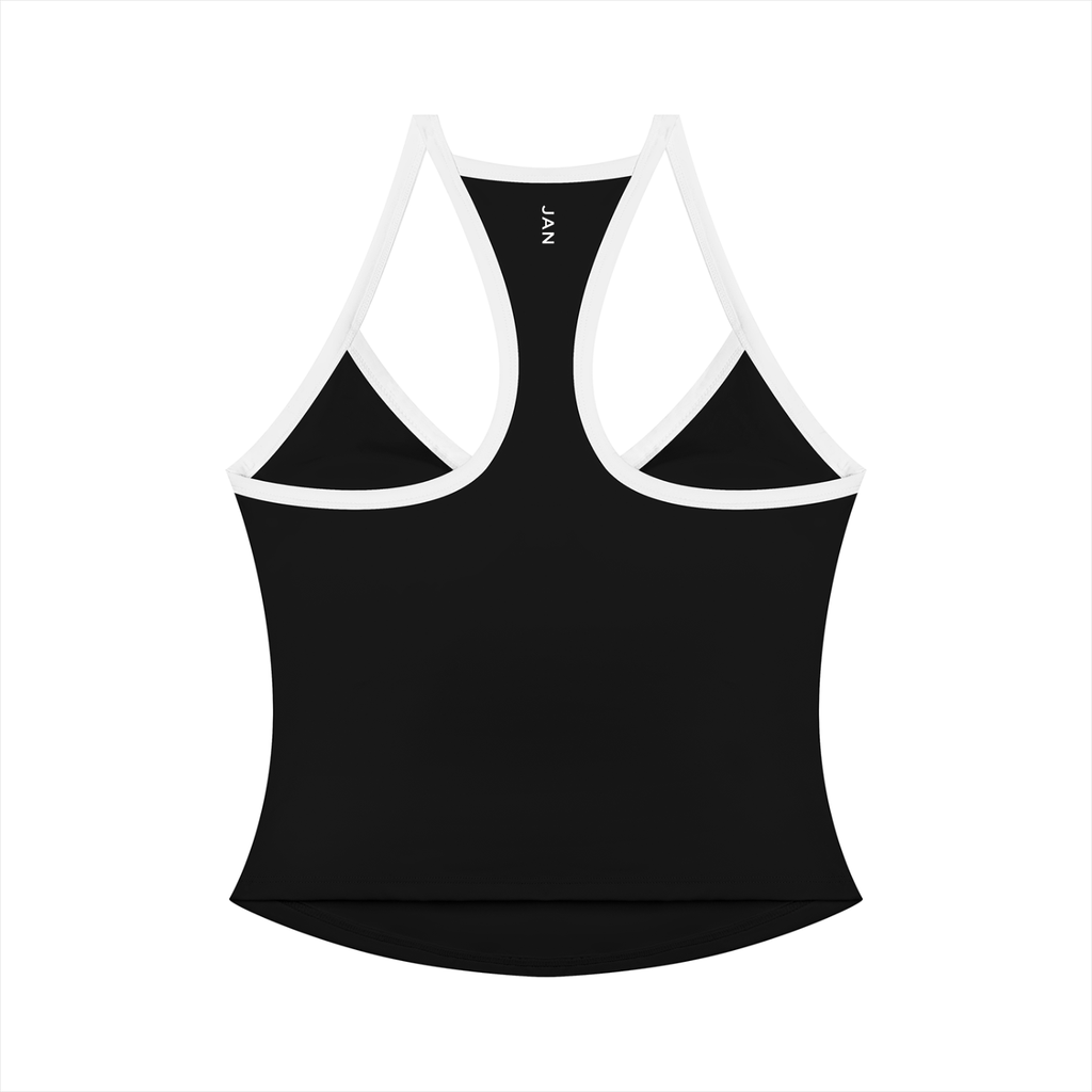 Women's Contrast Halter Top – Built-In Bra, Gym, Tennis & Studio Activewear