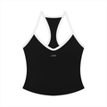 Women's Contrast Halter Top – Built-In Bra, Gym, Tennis & Studio Activewear