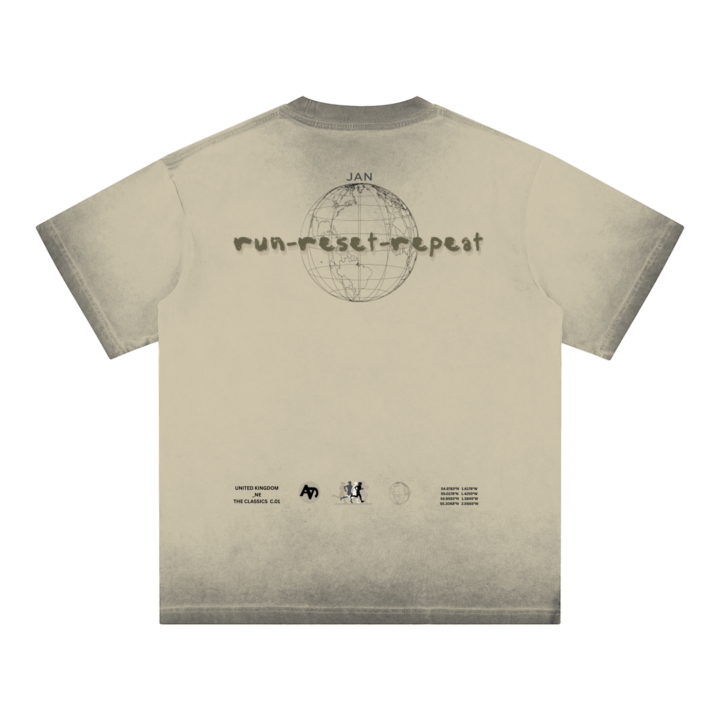 Unisex Ombre Faded T-Shirt – 100% Cotton, Cool-Weather Running & Casual Streetwear